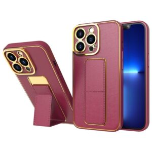 Premium Luxury Leather Case Magnetic Car Mount Holder Wrist Strap Case Kickstand Cover for iPhone Series